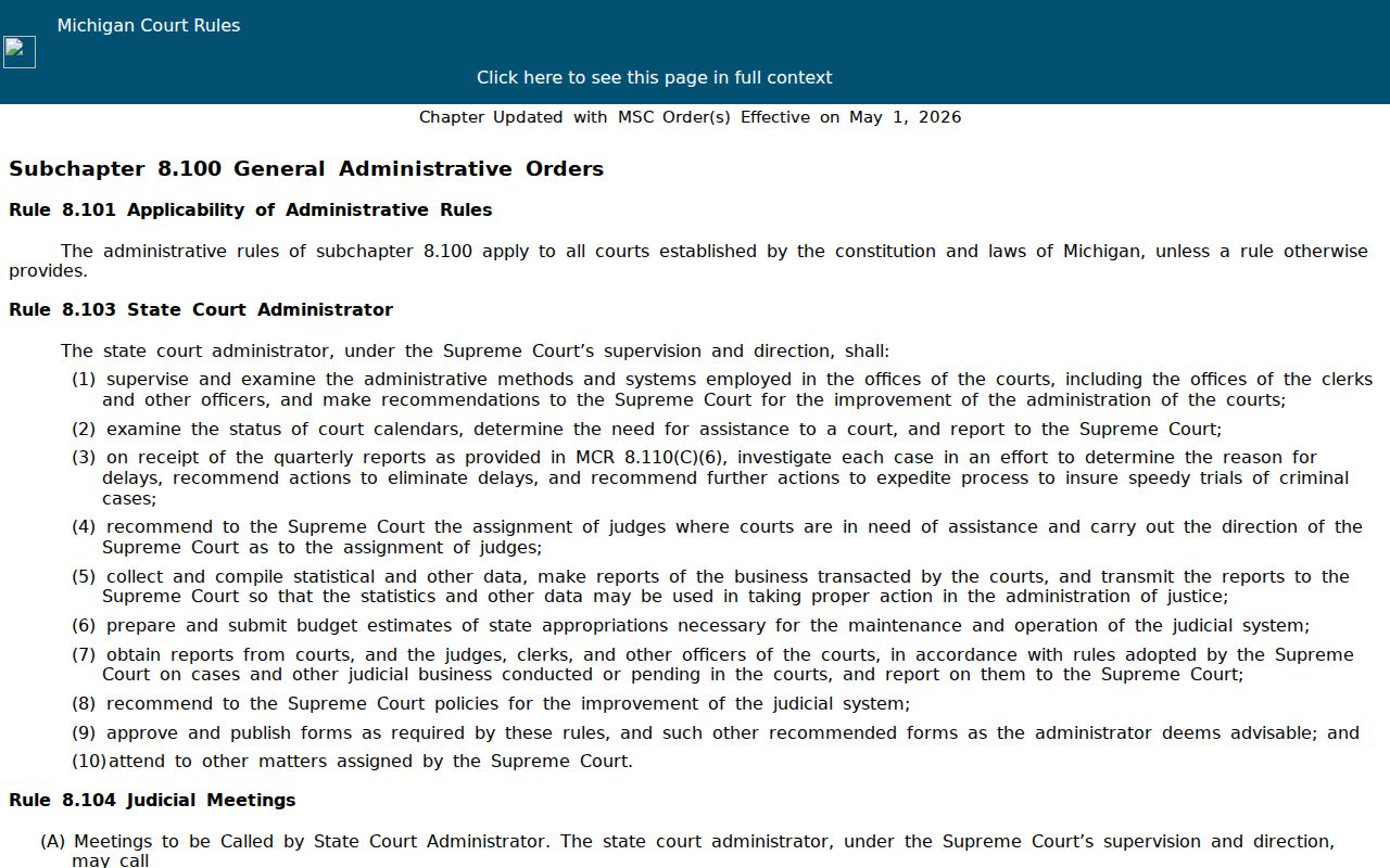 Isabella County court record access rule MCR 8.119 source